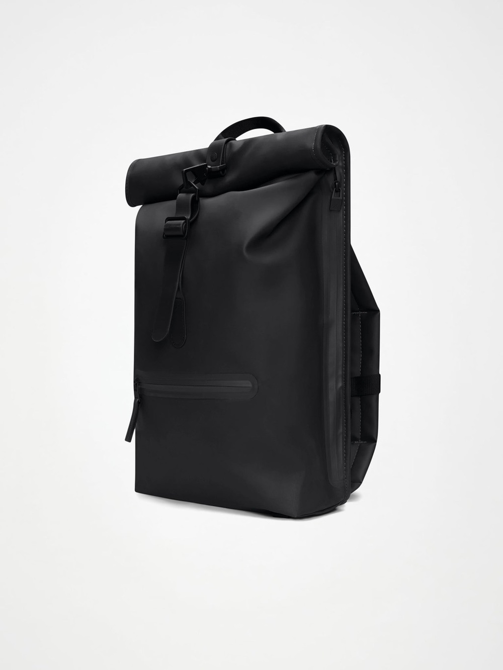NWT- Rains Black Roll-Top Waterproof Rucksack - Picture 2 of 4